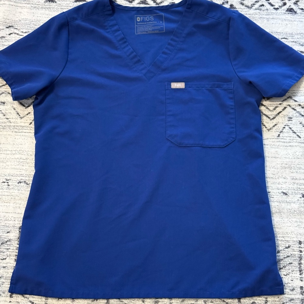 Figs Royal Blue Catarina one pocket Scrub Top